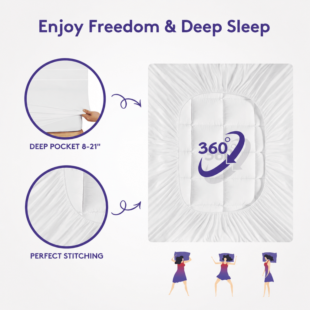 Extra Thick Quilted Mattress Topper – Breathable Fitted Mattress Pad