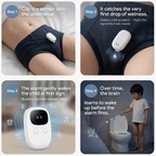 Step-by-step guide on using a sensor and alarm system for children to learn bladder control.