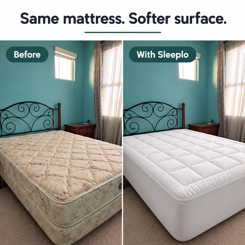 Thick Quilted Mattress Topper - Breathable Fitted Mattress Pad
